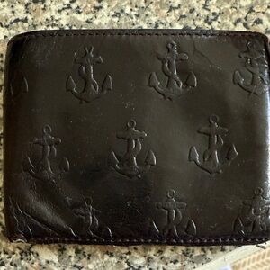 Jack Spade Dark Brown Anchor Embossed Leather Wallet